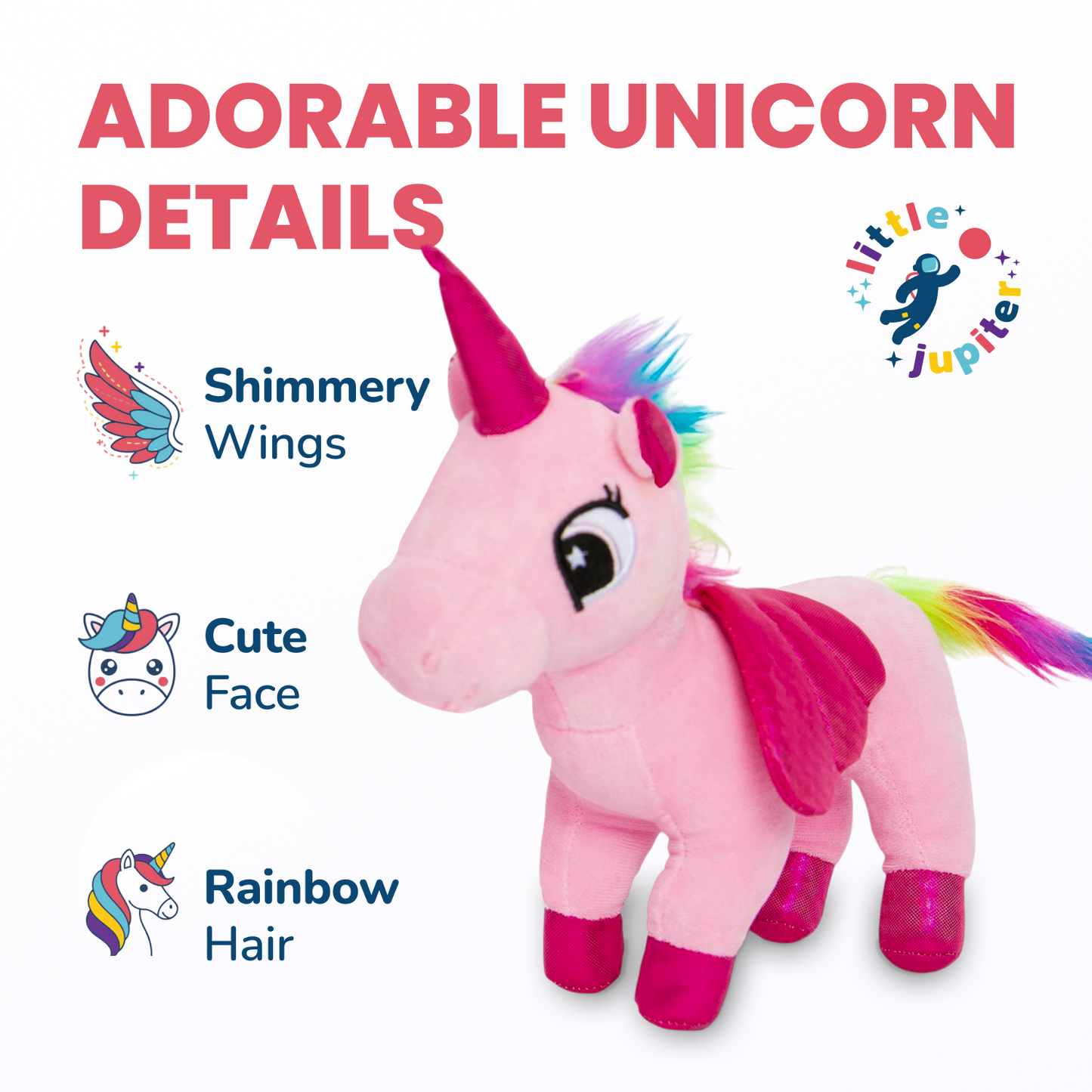 Little Jupiter Pet Plush Set with Bag - Pink Unicorn