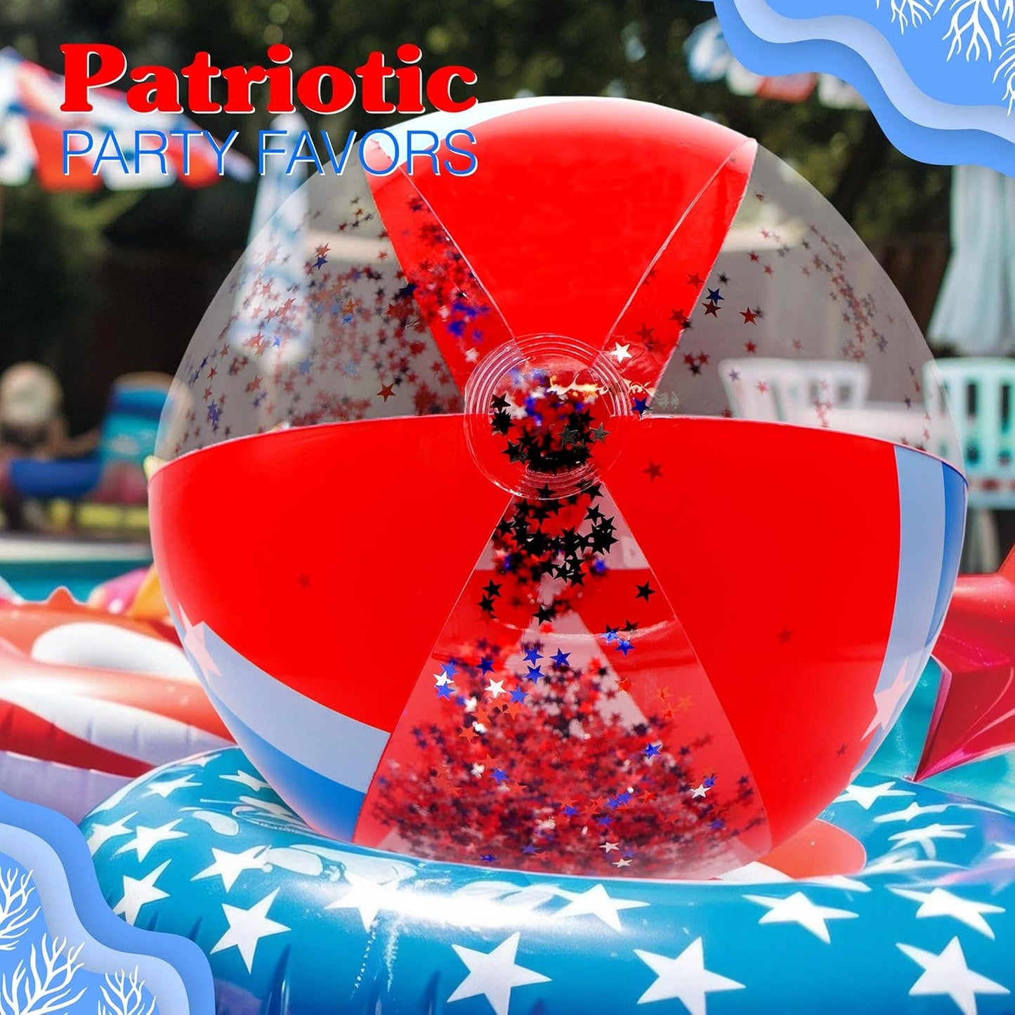 Novelty Patriotic Beach Ball Inflatable Pool Floats & 4th of July Party Favors