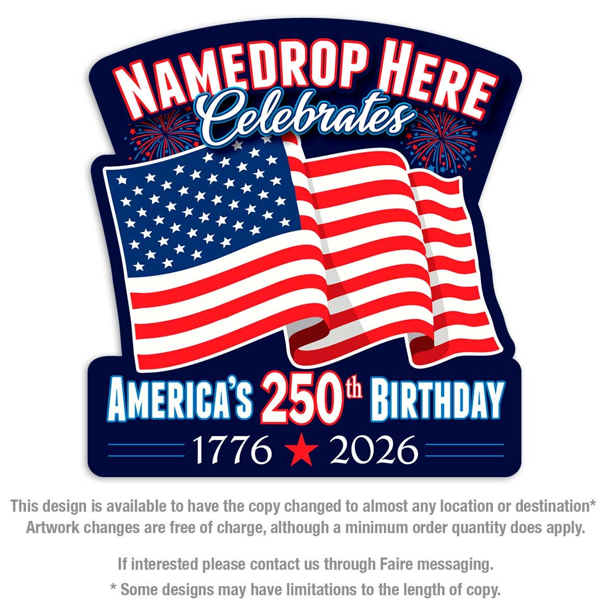 USA 1776 Flag Celebrate 250 Years Patriotic Die Cut Sticker