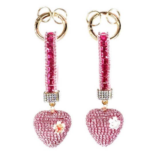 Double Sided Rhinestone Heart Keychain KC41101-11 (12PC)