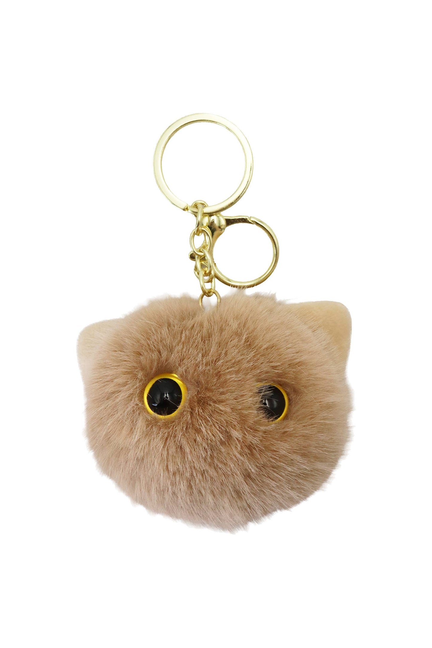 Kitty Cat Head Fuzzy Fur Pom Pom Key Chain