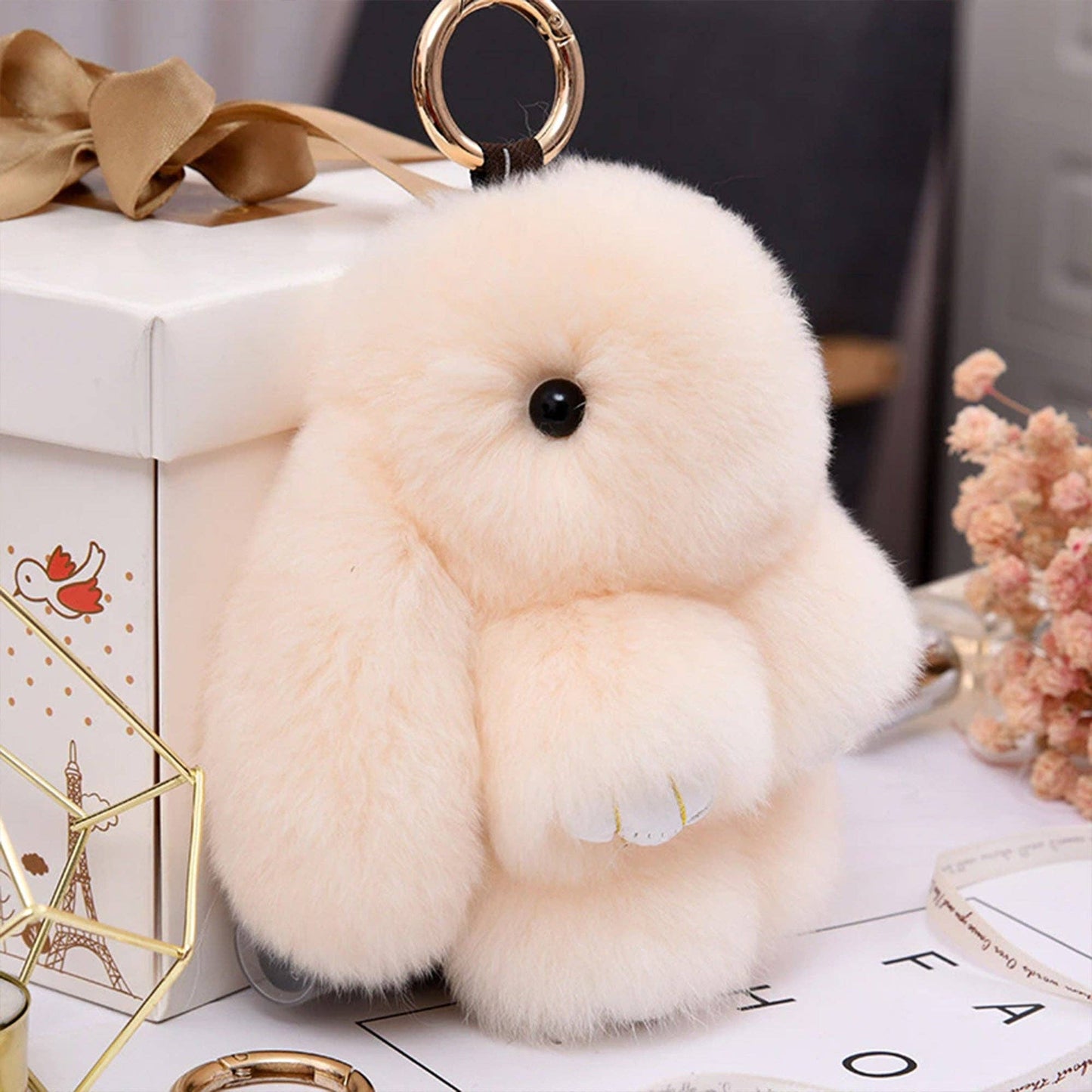 Cut Rabbit Pom Pom Key Chain