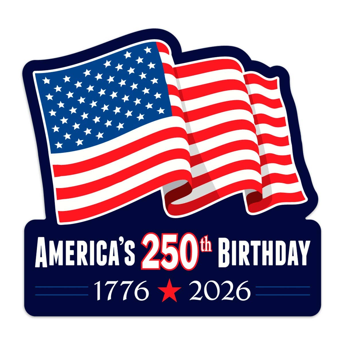 USA 1776 Flag Celebrate 250 Years Patriotic Die Cut Sticker