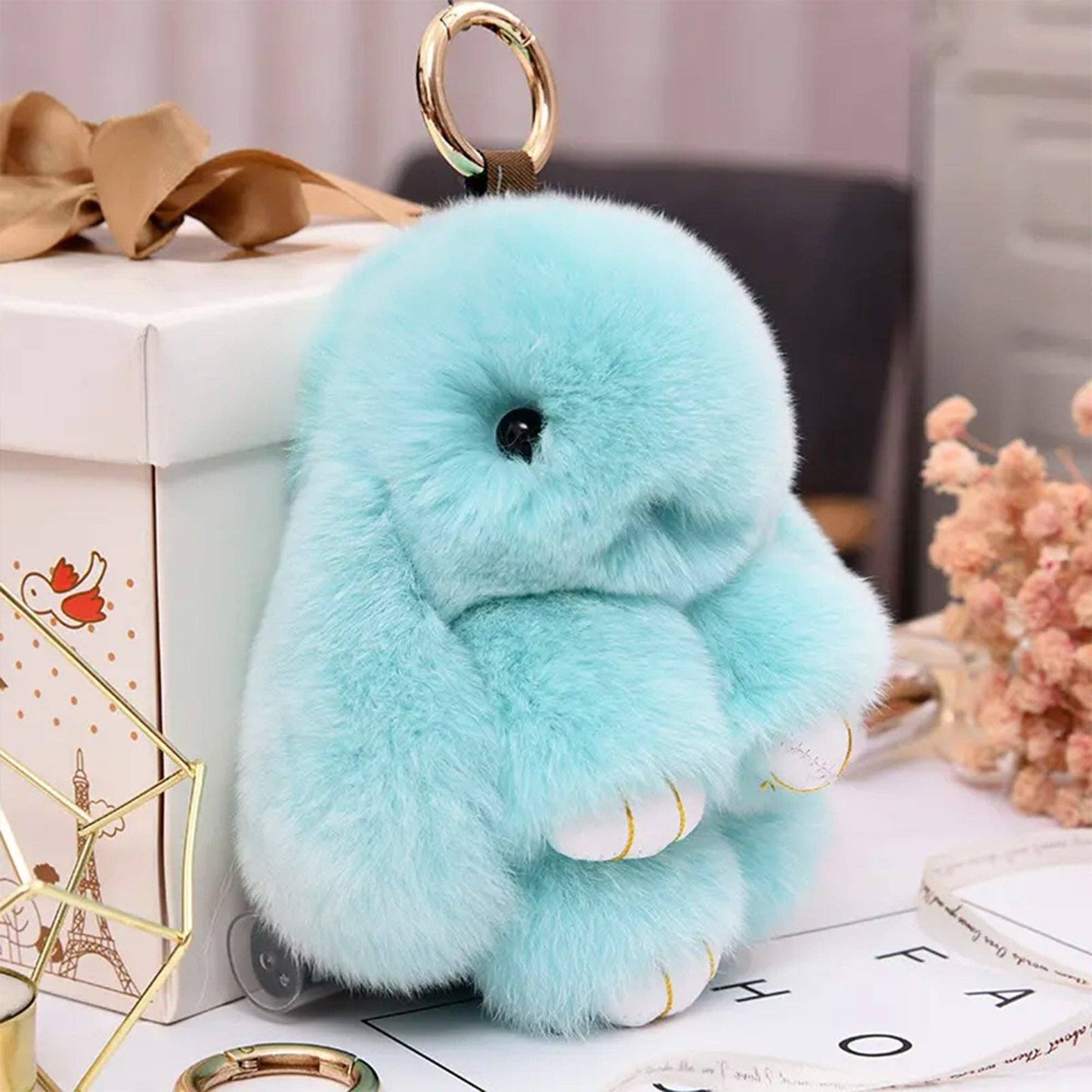 Cut Rabbit Pom Pom Key Chain KC0225-5. (3PC)