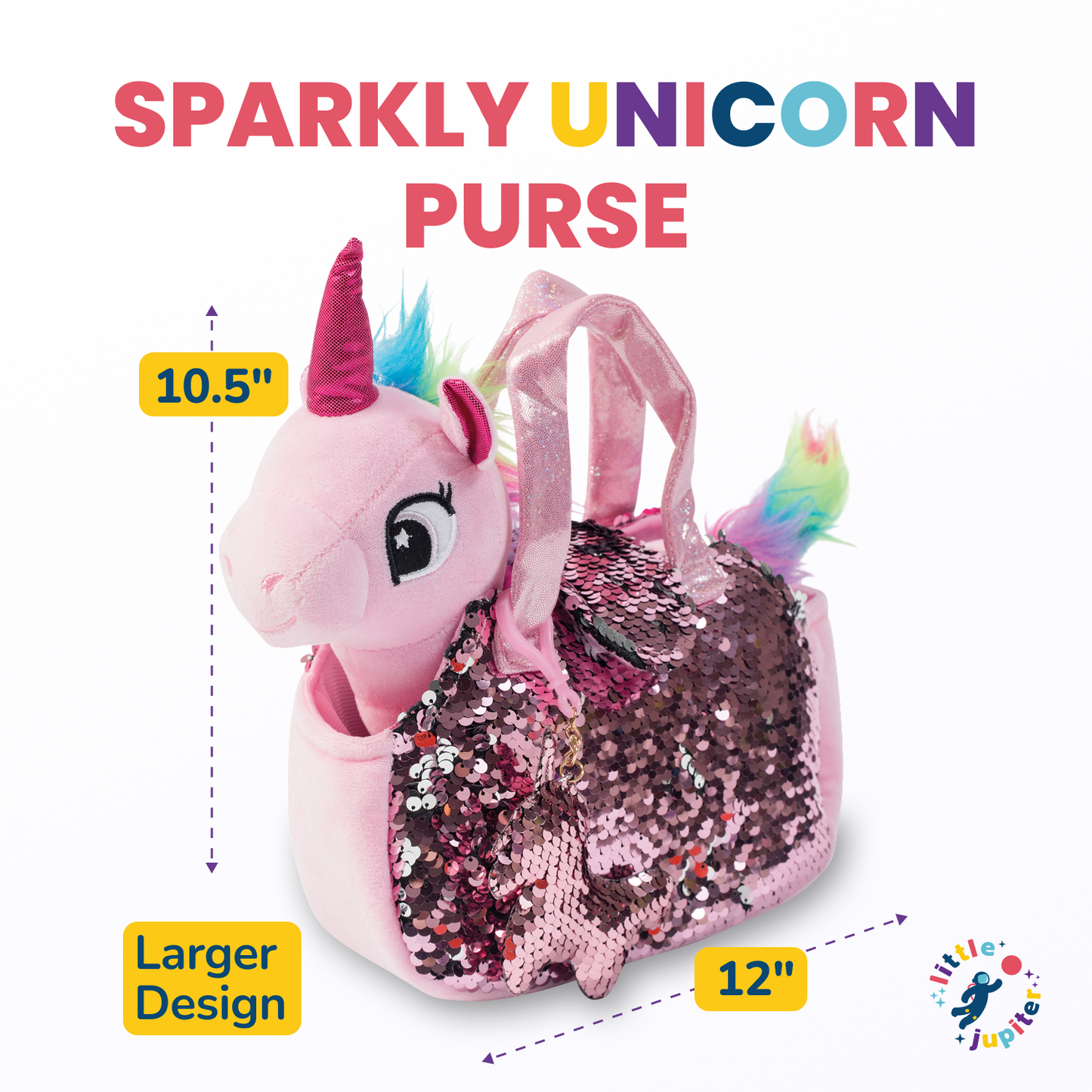 Little Jupiter Pet Plush Set with Bag - Pink Unicorn