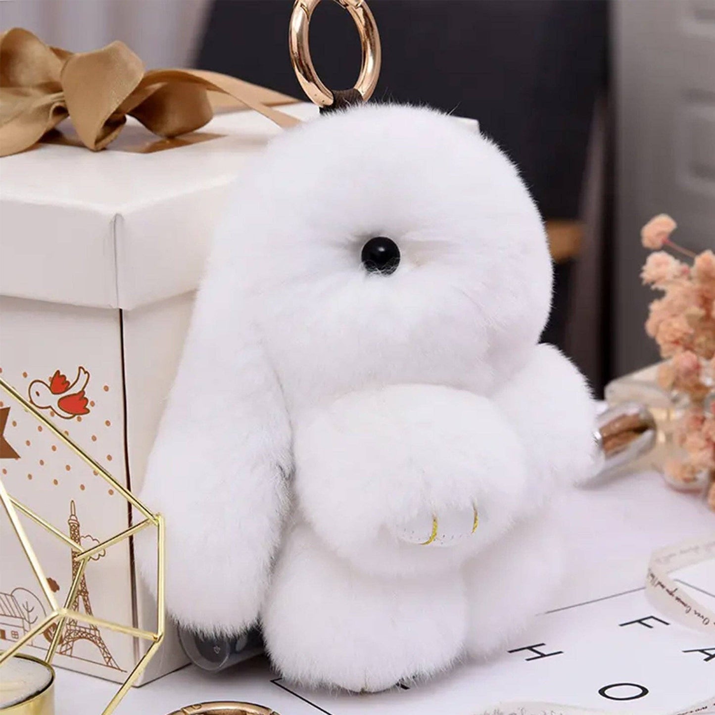 Cut Rabbit Pom Pom Key Chain KC0225-5. (3PC)