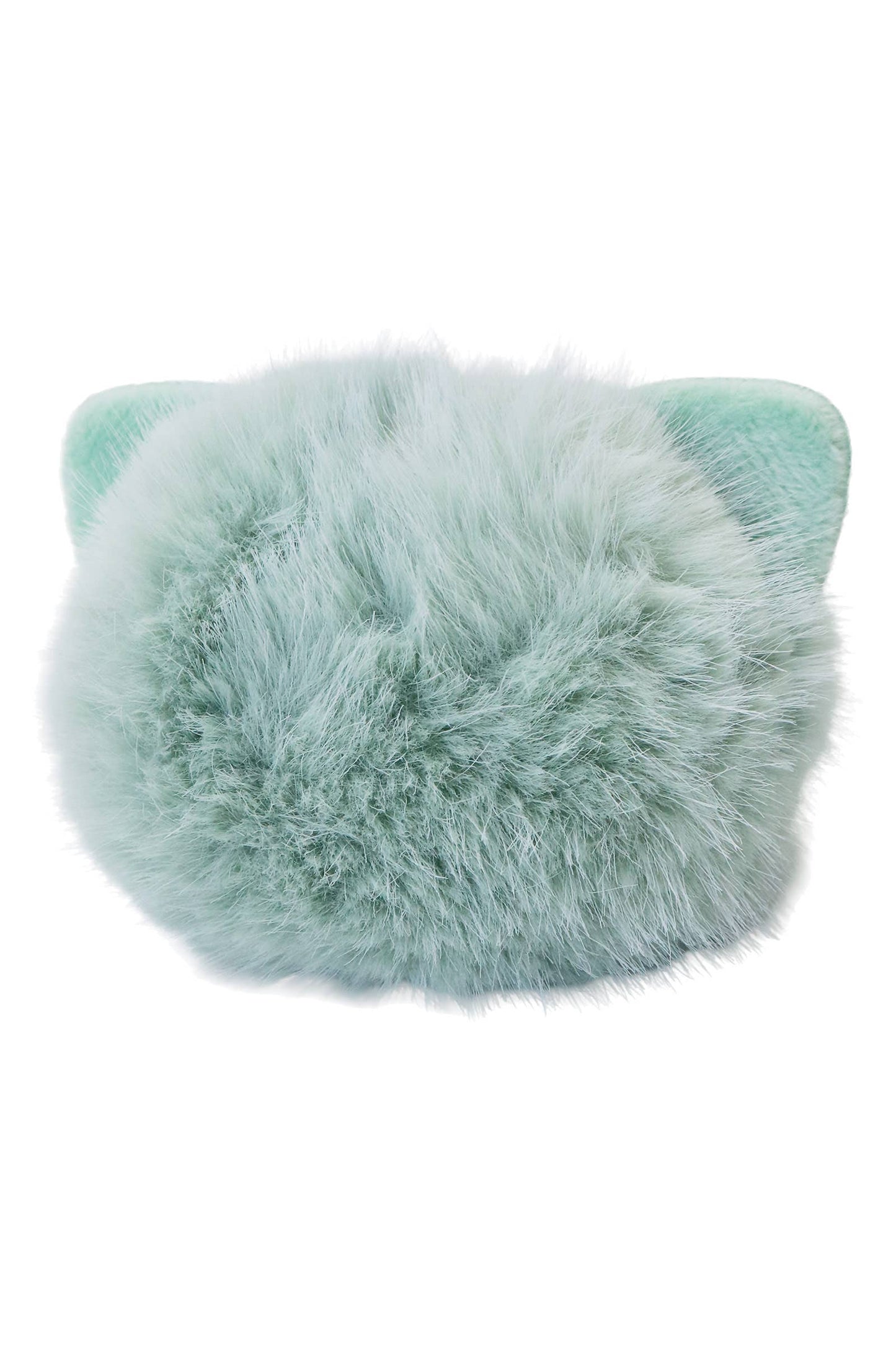 Kitty Cat Head Fuzzy Fur Pom Pom Key Chain
