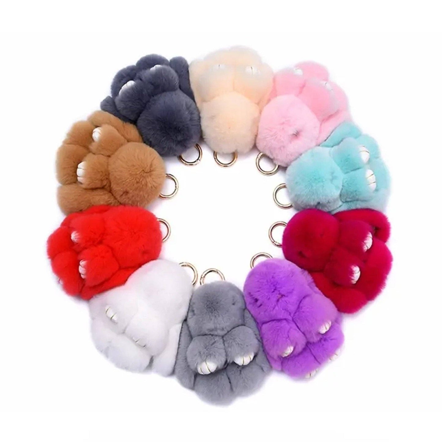 Cut Rabbit Pom Pom Key Chain