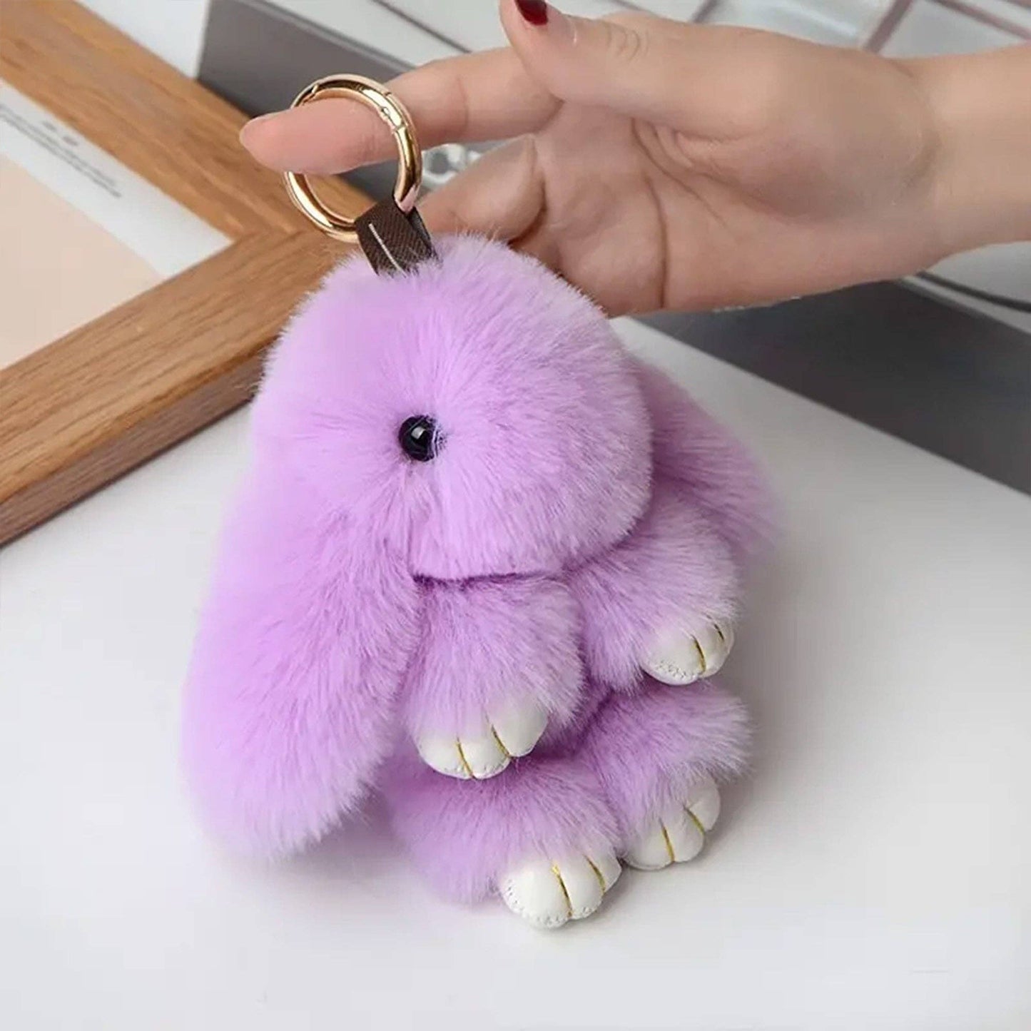 Cut Rabbit Pom Pom Key Chain KC0225-5. (3PC)