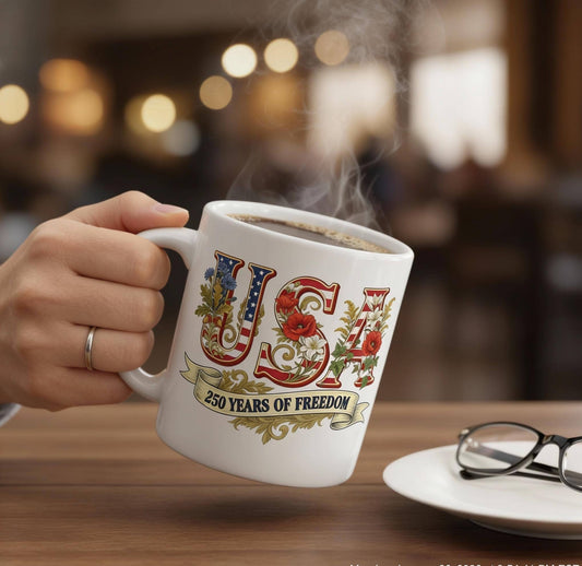 USA 250th Anniversary Mug, Semiquincentennial Coffee Cup