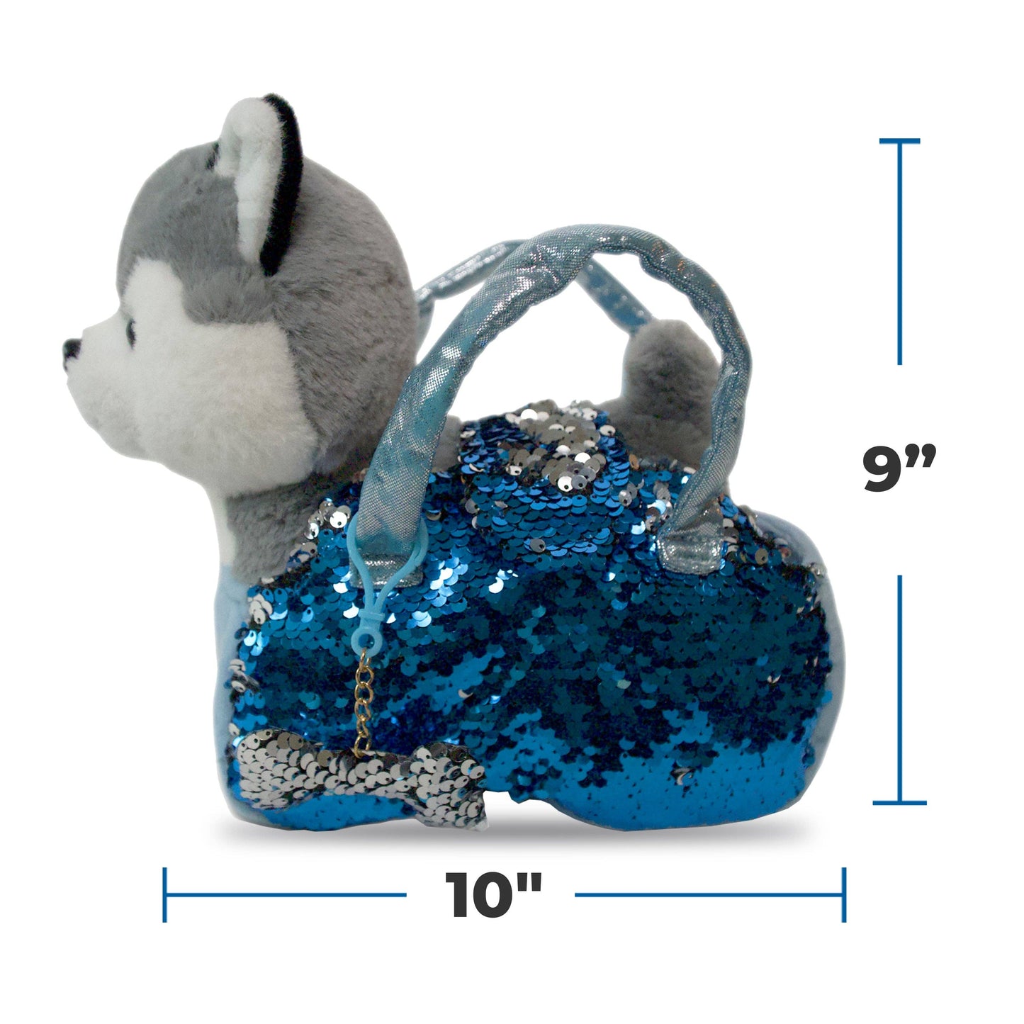 Little Jupiter Pet Plush Set with Bag - Husky Dog with Blue Bag