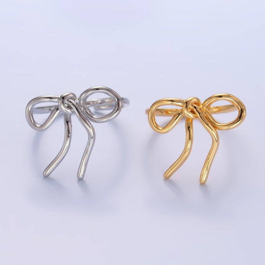 24K Gold Filled Ribbon Bow Minimalist Ring in Gold & Silver | O504 O541