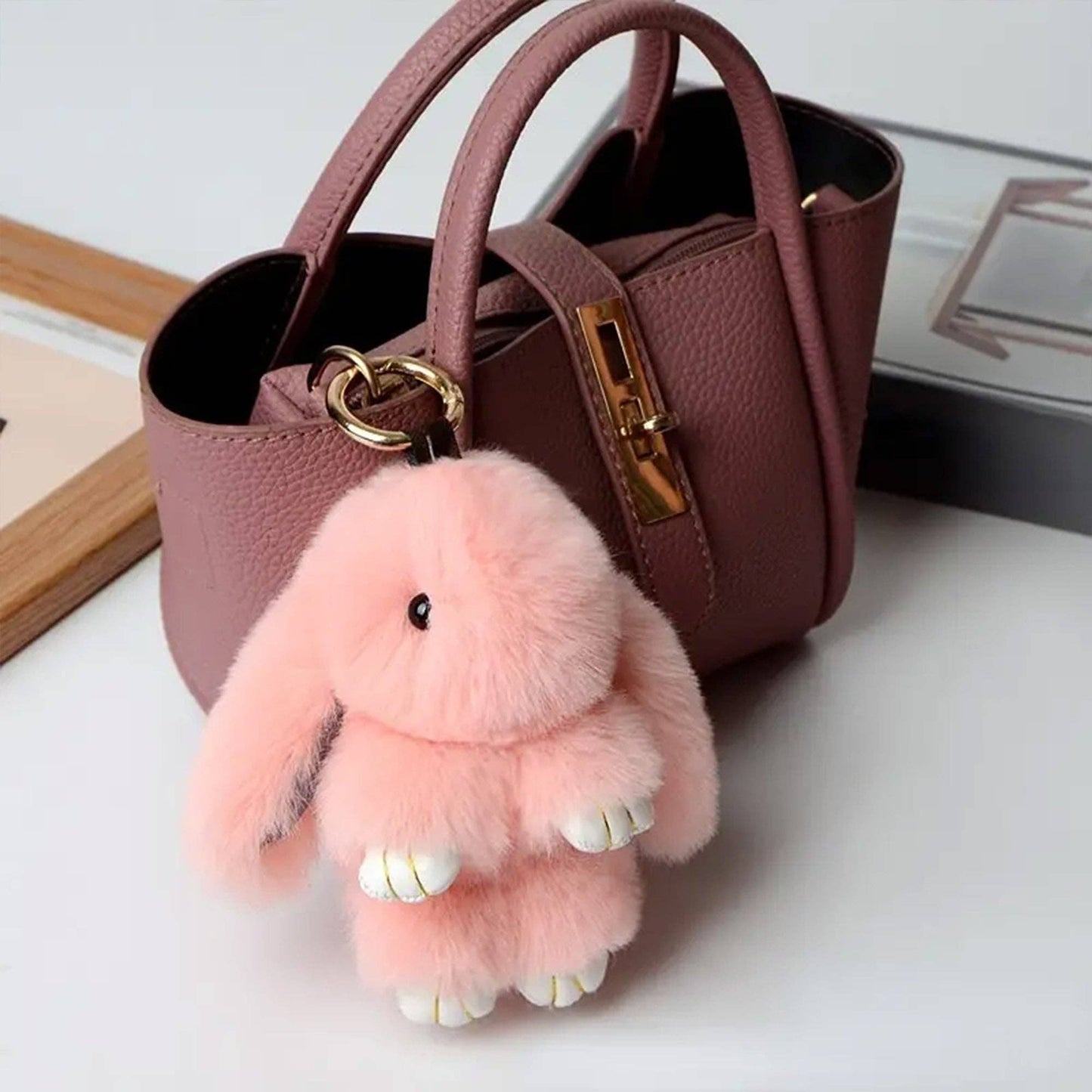Cut Rabbit Pom Pom Key Chain KC0225-5. (3PC)