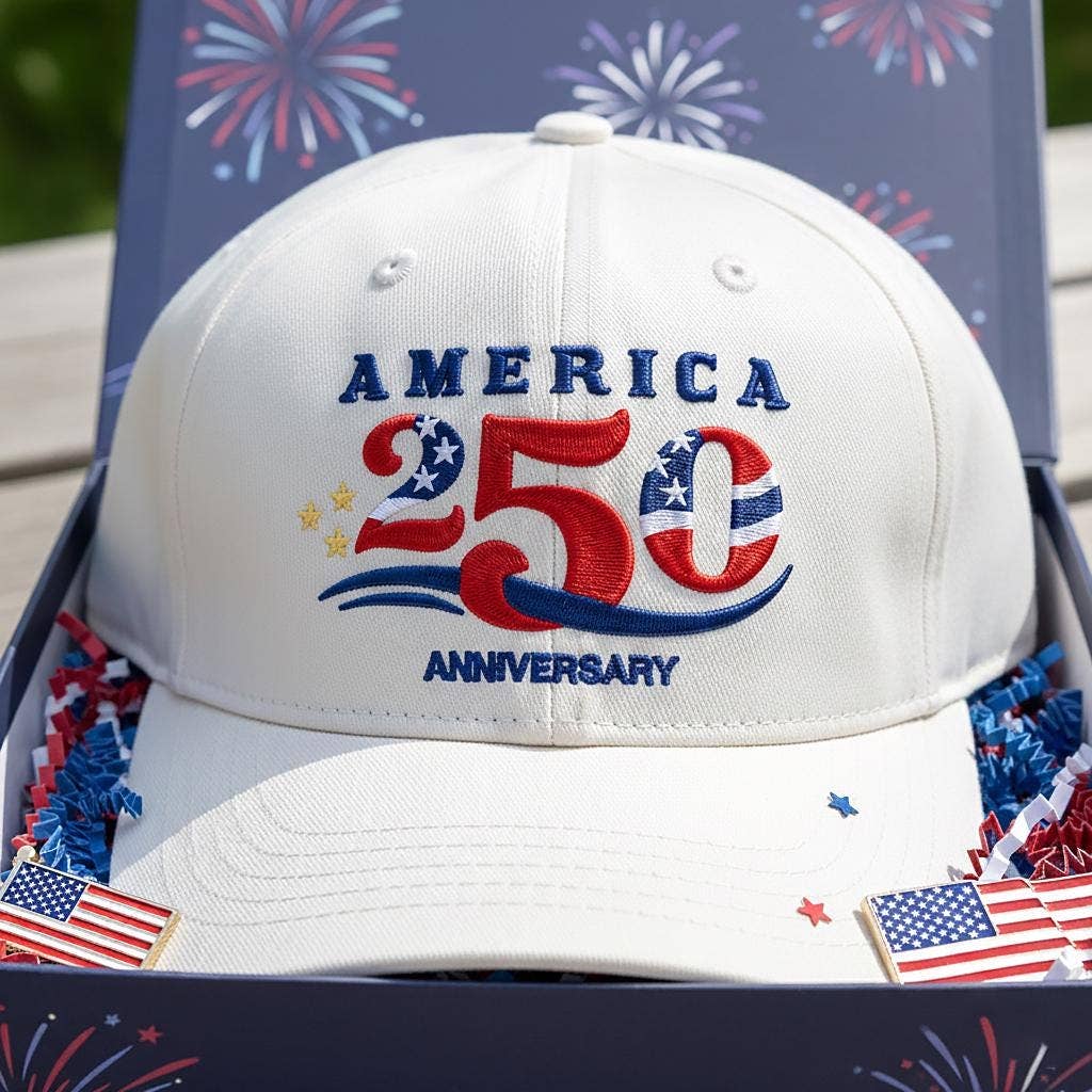 Embroidered America 250th Anniversary Hat, American Flag Hat