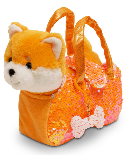 Little Jupiter Pet Plush Set with Bag - Orange Shiba Inu