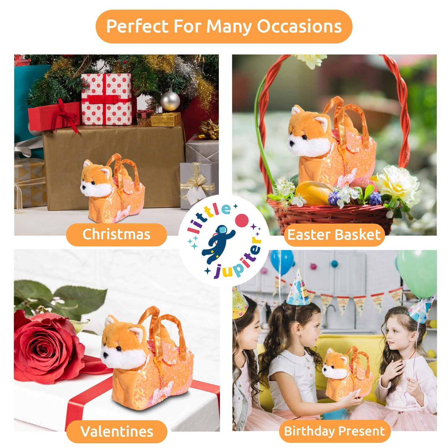 Little Jupiter Pet Plush Set with Bag - Orange Shiba Inu