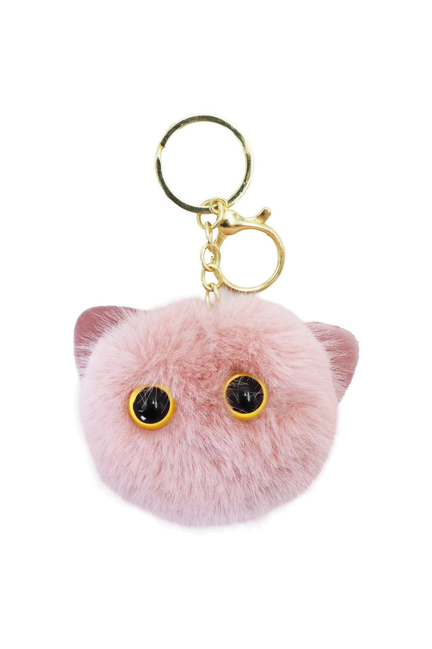 Kitty Cat Head Fuzzy Fur Pom Pom Key Chain
