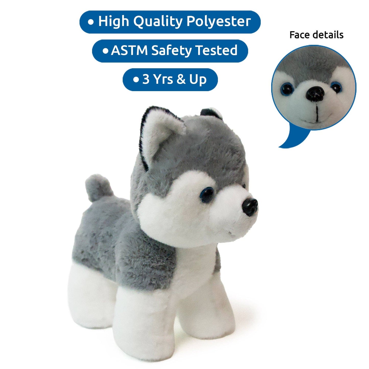 Little Jupiter Pet Plush Set with Bag - Husky Dog with Blue Bag