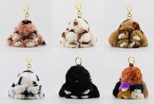 4.5 Inches x 3.5 Inches Fluffy Bunny Keychain Rabbit Accessories | WB-00290 ~ WB-00295