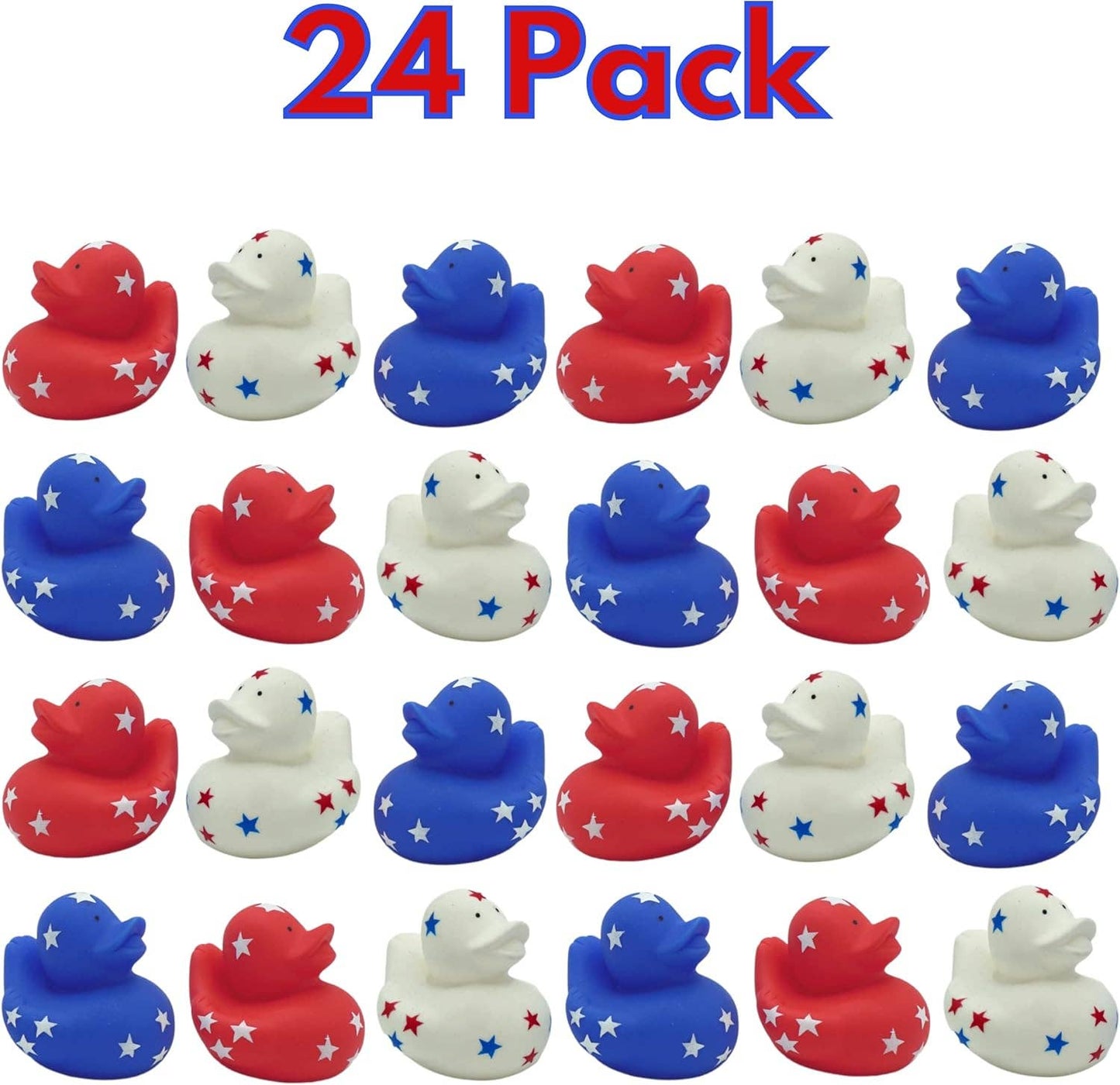 4E's Novelty 24 Pack Patriotic Rubber Ducks – Jeep Ducks for Ducking, Party Favors