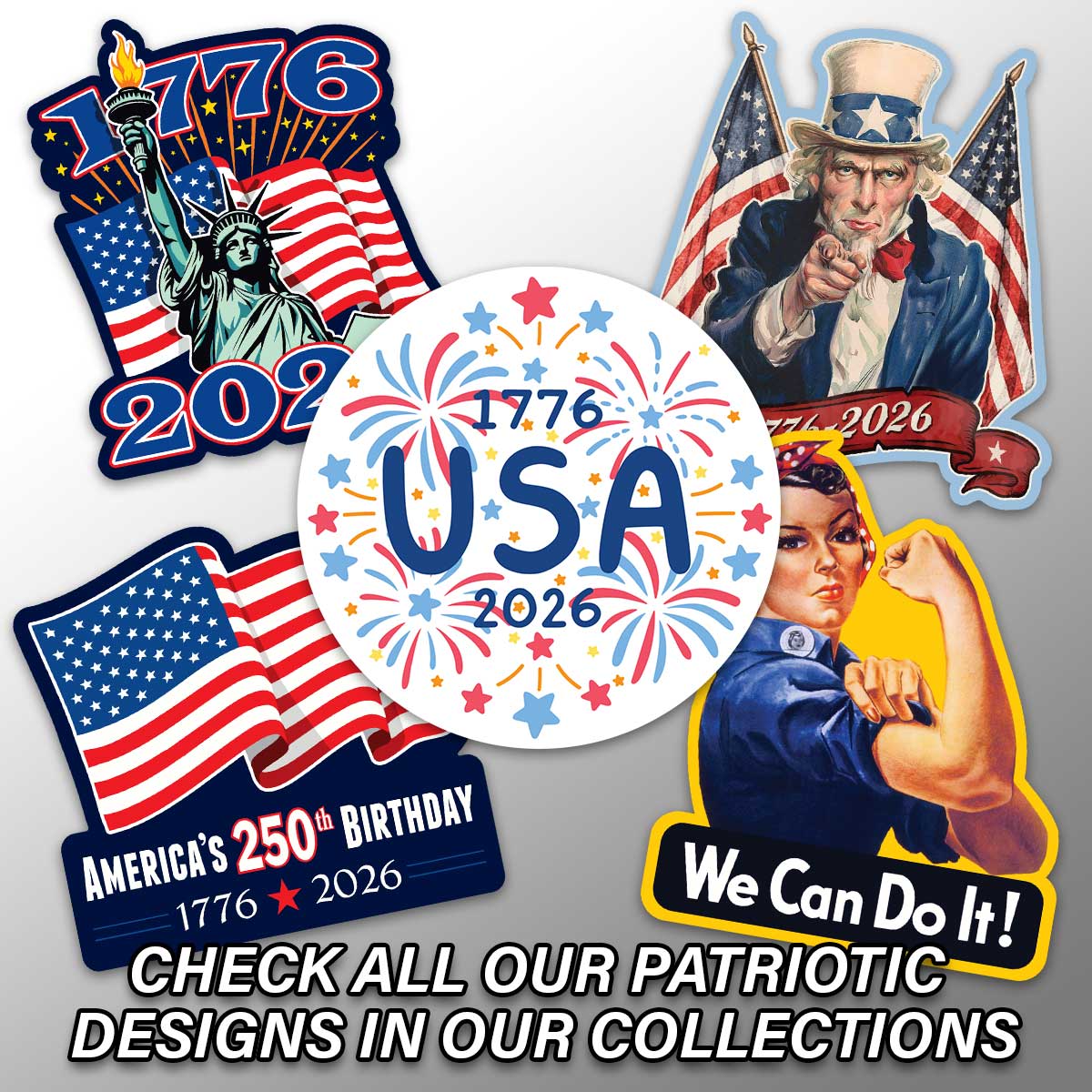 Happy Birthday America Cake 250th Patriotic Die Cut Sticker