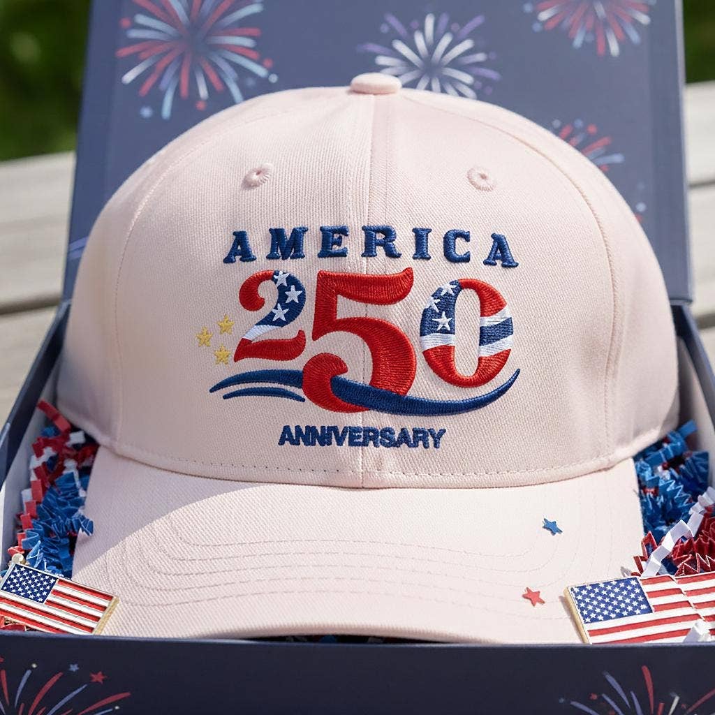 Embroidered America 250th Anniversary Hat, American Flag Hat
