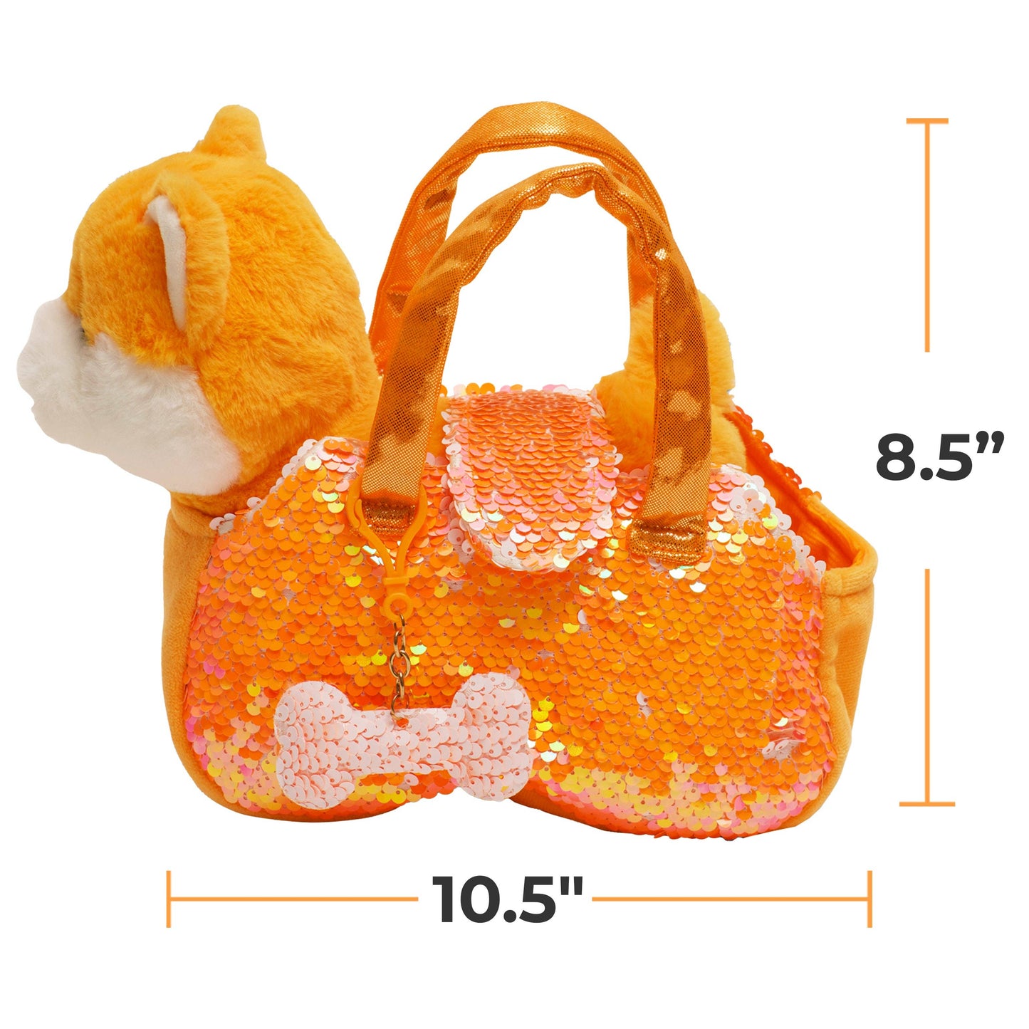 Little Jupiter Pet Plush Set with Bag - Orange Shiba Inu