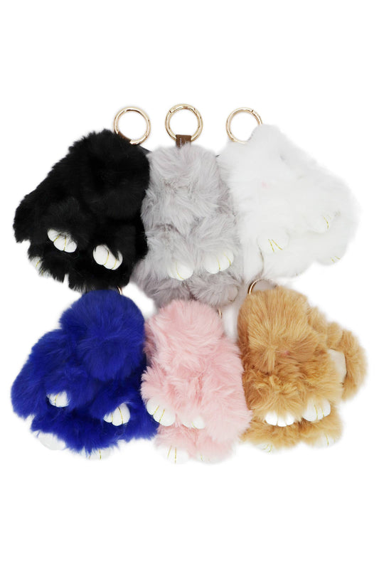 Bunny Rabbit Fuzzy Faux Fur Plush Doll Key Chain