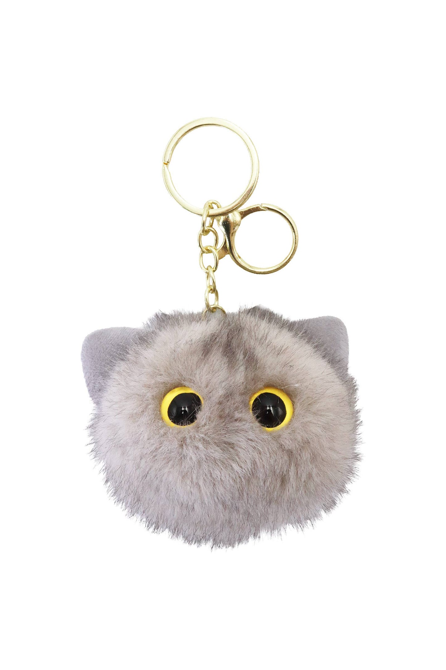 Kitty Cat Head Fuzzy Fur Pom Pom Key Chain