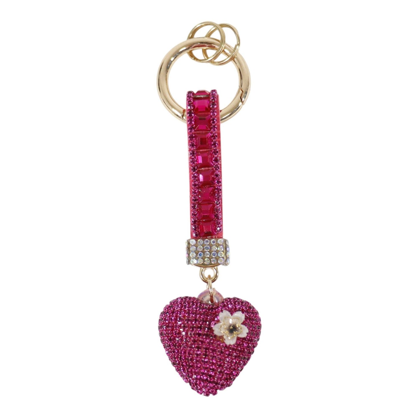 Double Sided Rhinestone Heart Keychain KC41101-11 (12PC)
